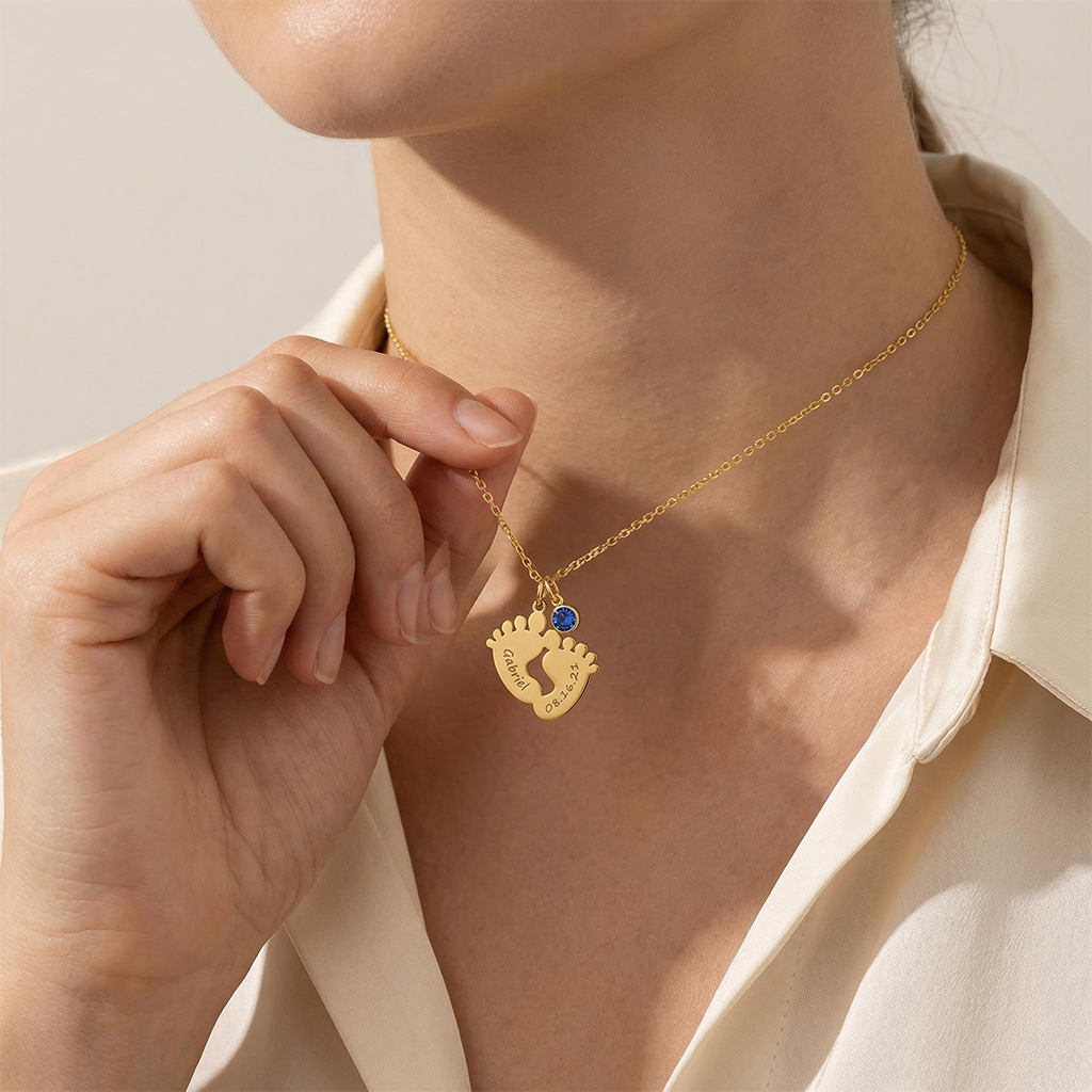 Personlized Baby Feet Name Necklace Personlized Baby Feet Name Necklace