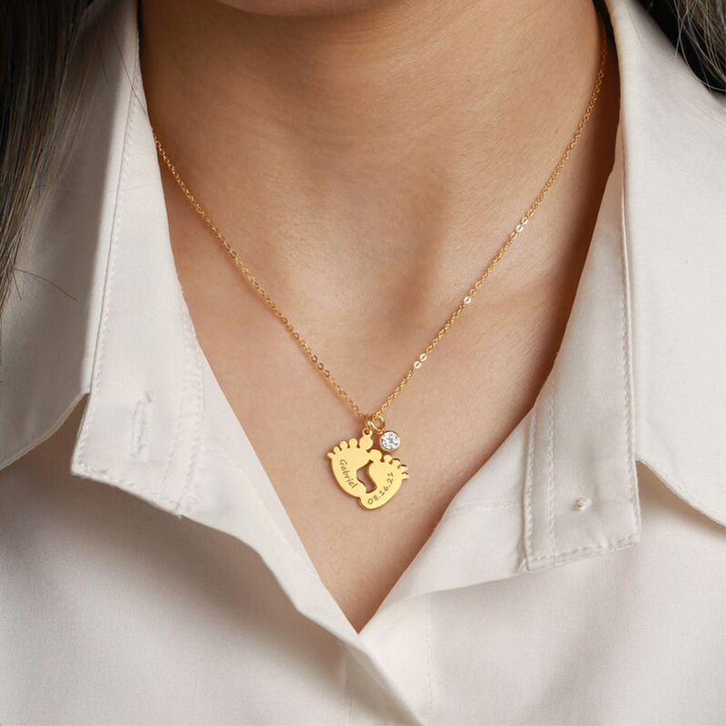 Personlized Baby Feet Name Necklace Personlized Baby Feet Name Necklace
