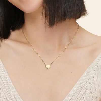 Engraved Heart Paperclip Chain Necklace