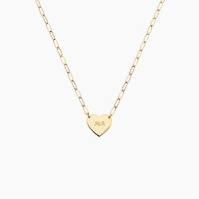 Engraved Heart Paperclip Chain Necklace