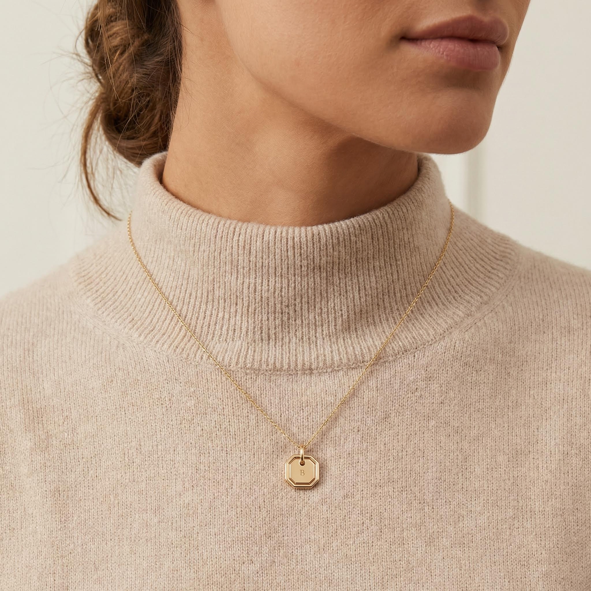 Initial Octagon Pendant Necklace