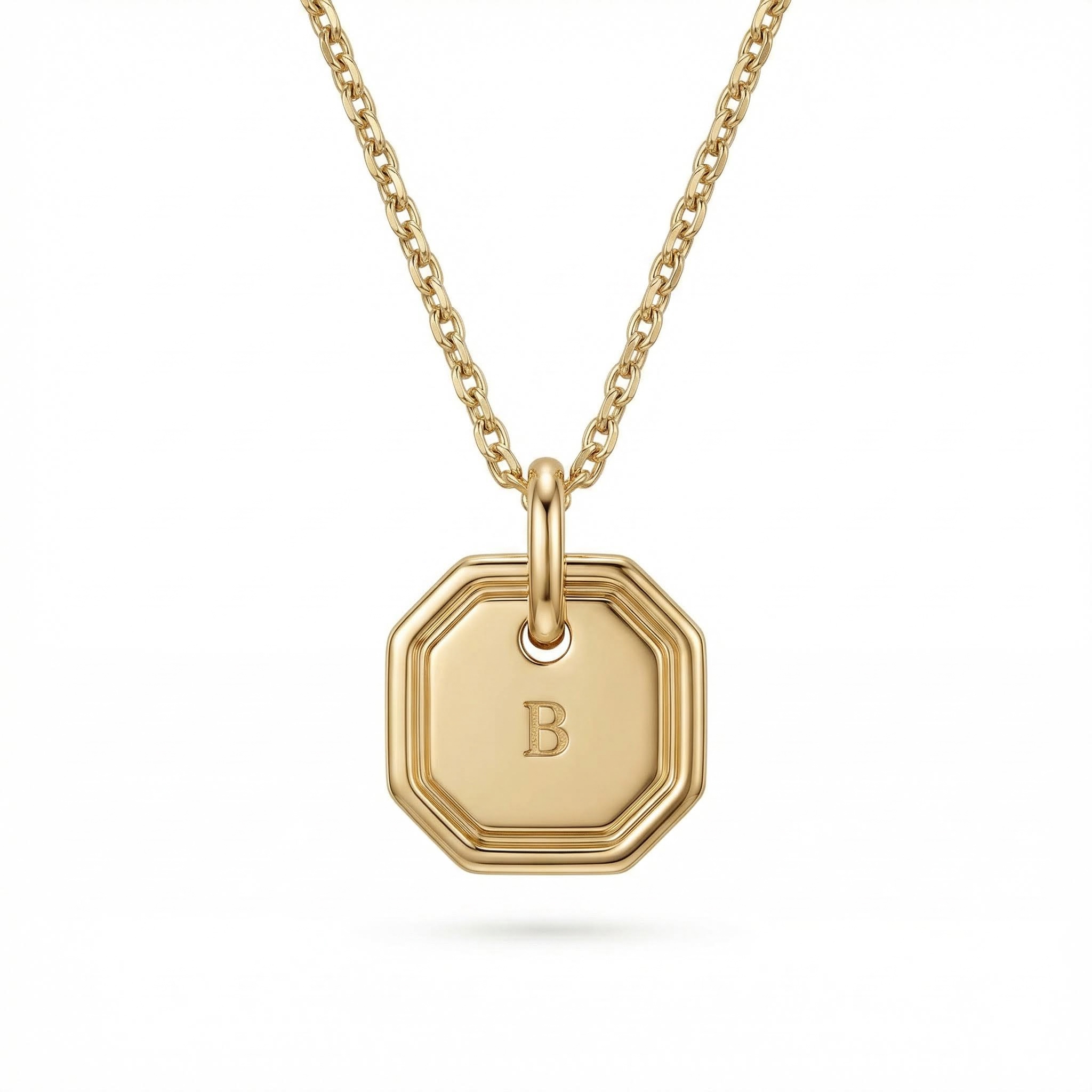 Initial Octagon Pendant Necklace