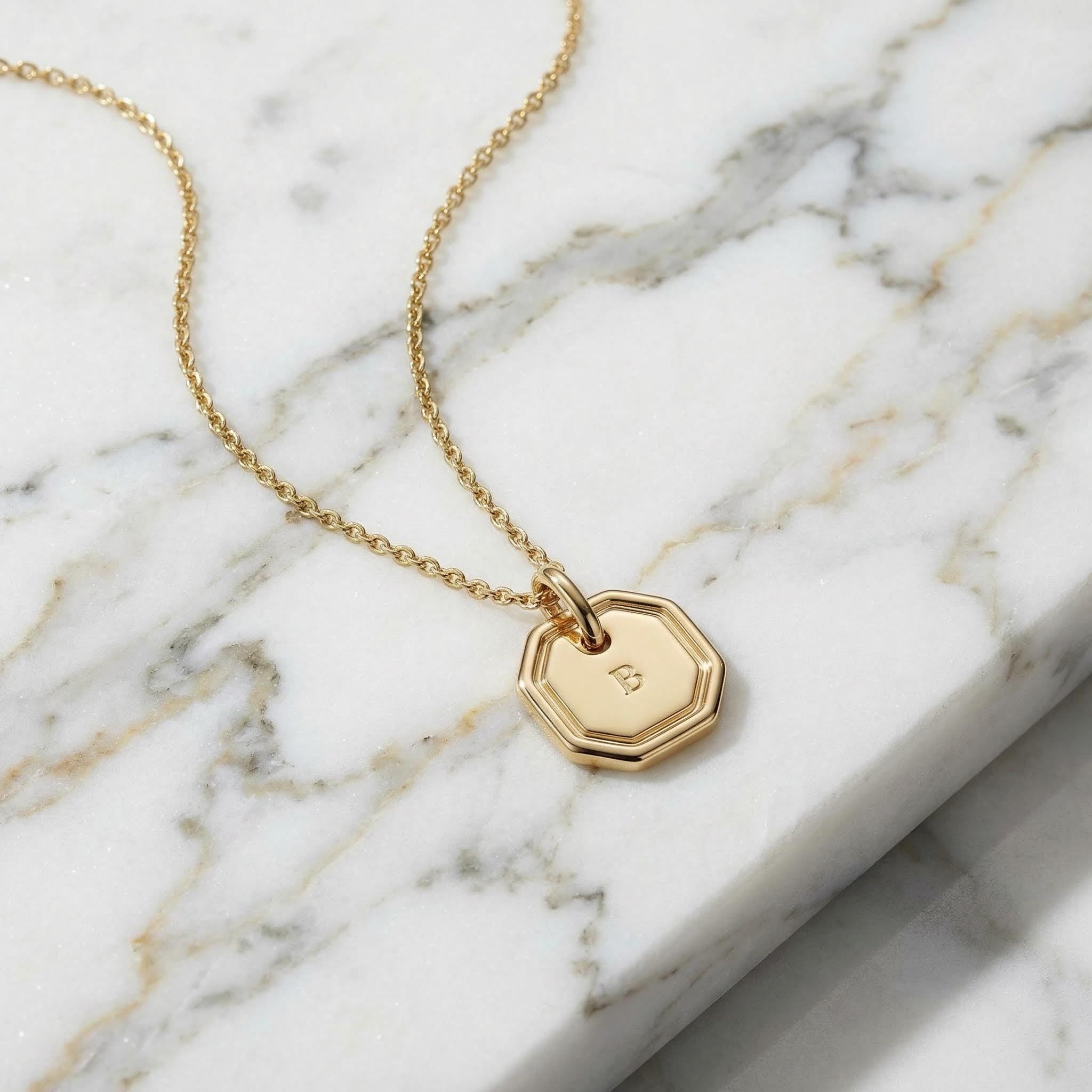 Initial Octagon Pendant Necklace