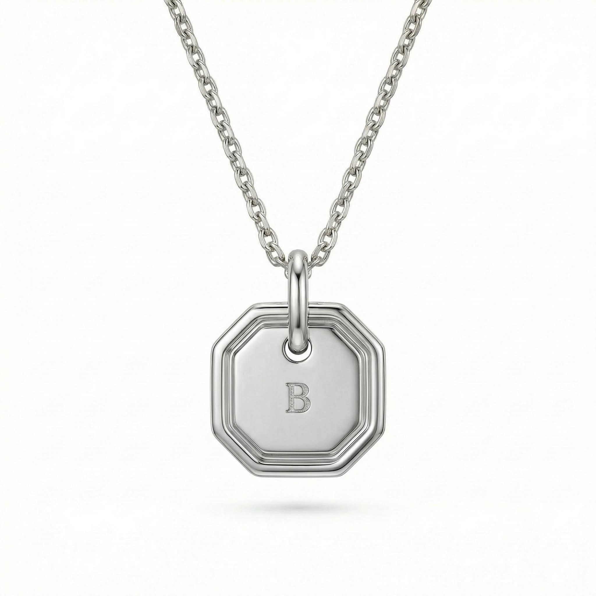 Initial Octagon Pendant Necklace
