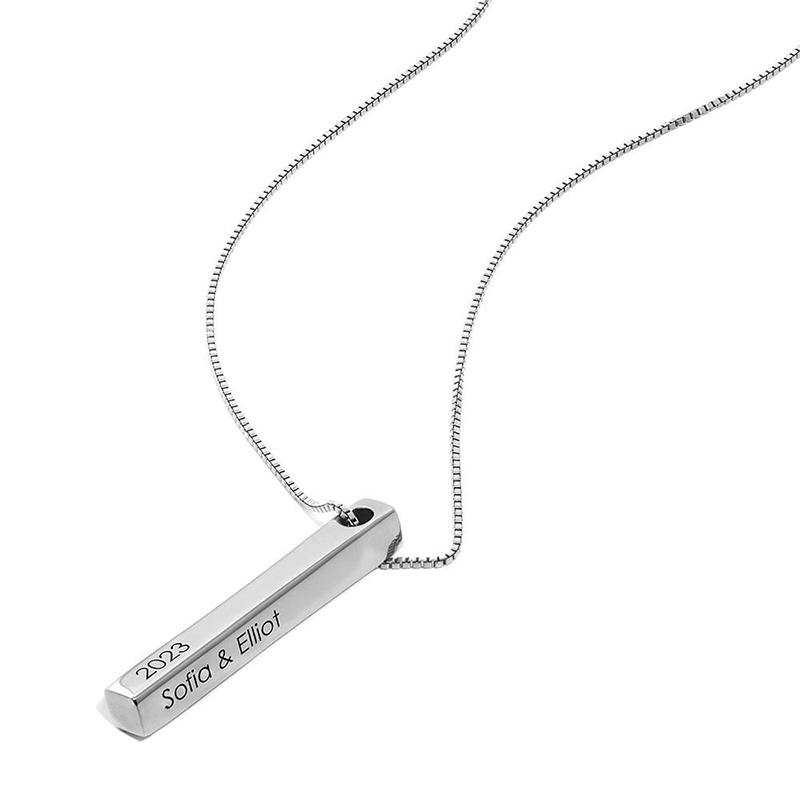 Engraved 3D Bar Necklace