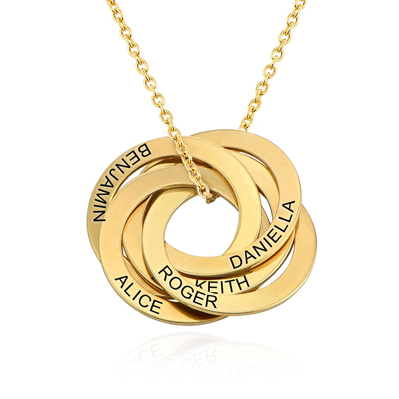 Engraved Interlock  Ring Necklace