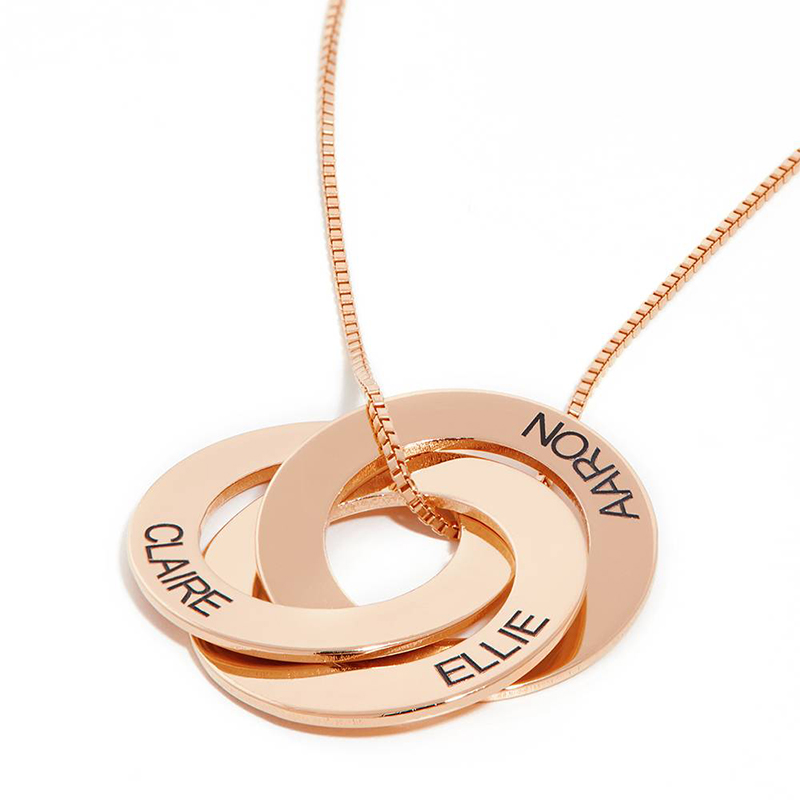 Engraved Interlock  Ring Necklace