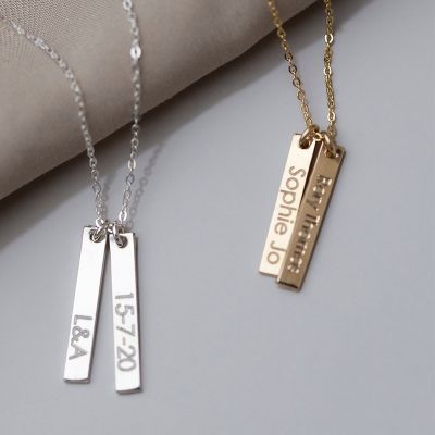 Personlized Vertical Mini Tag Necklace