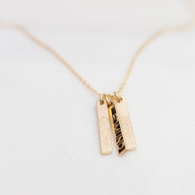 Personlized Vertical Mini Tag Necklace