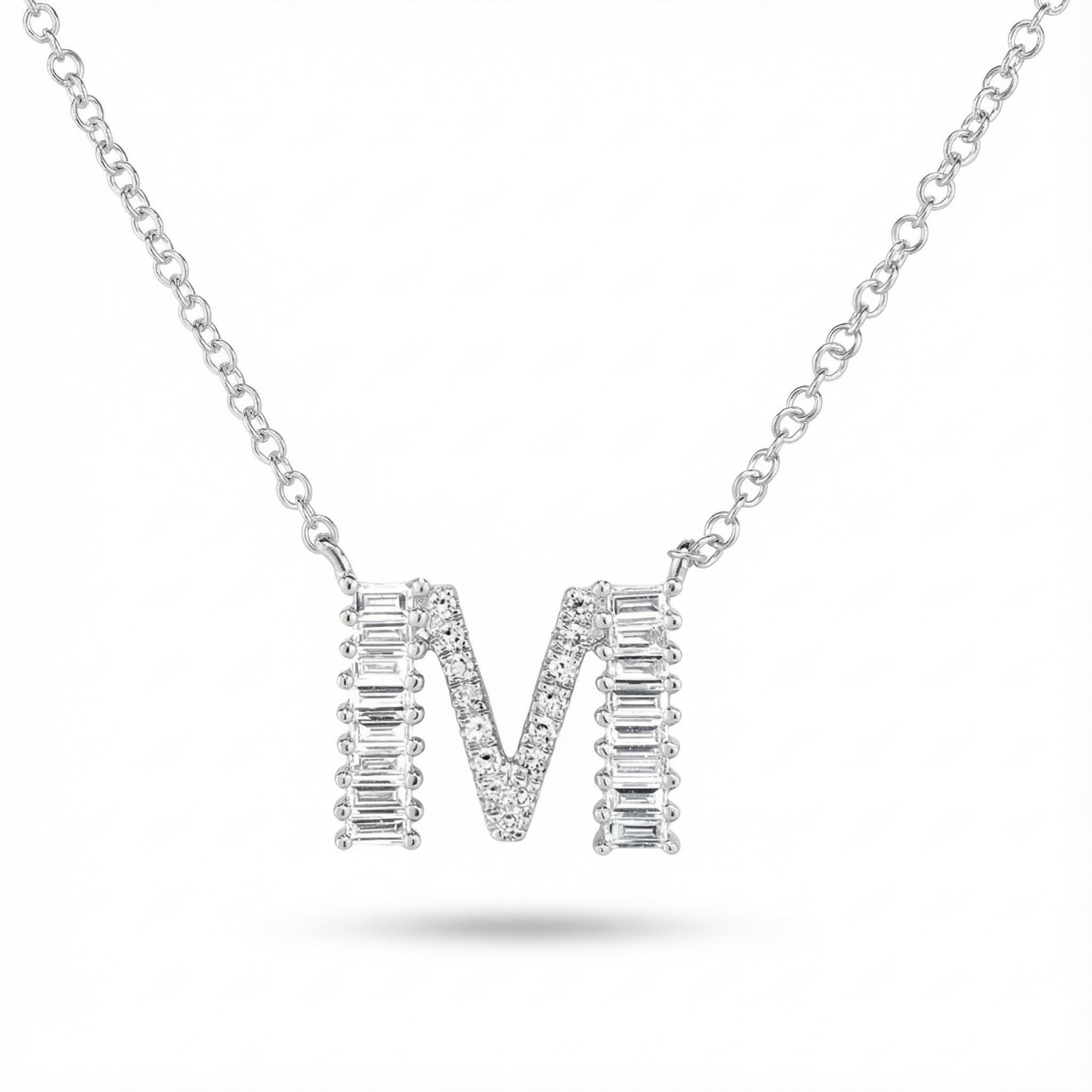 Baguette & Pave Initial Necklace Baguette & Pave Initial Necklace