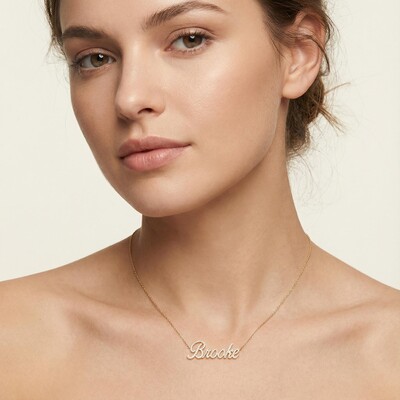 Script Nameplate Diamond Necklace