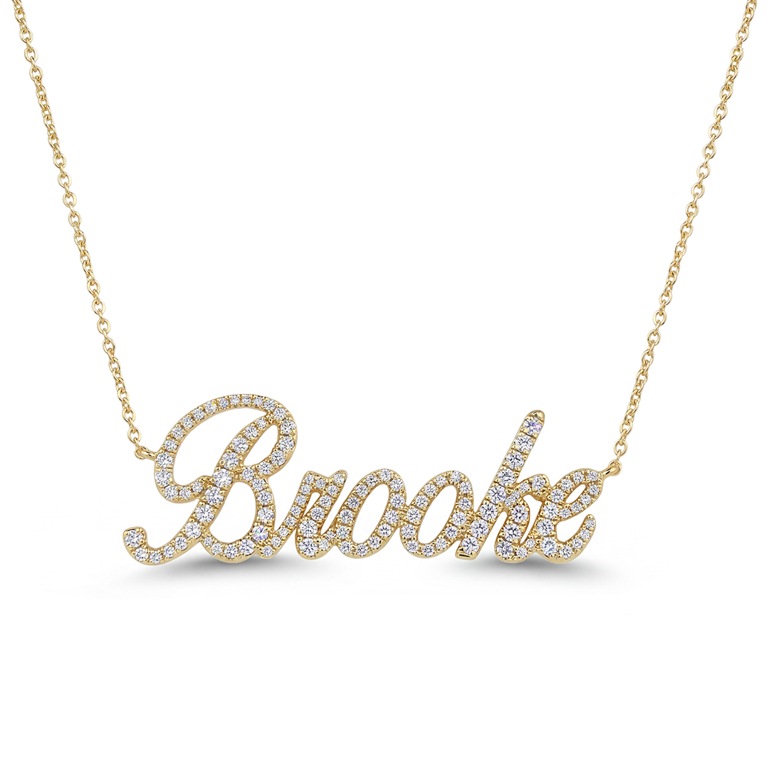 Script Nameplate Diamond Necklace