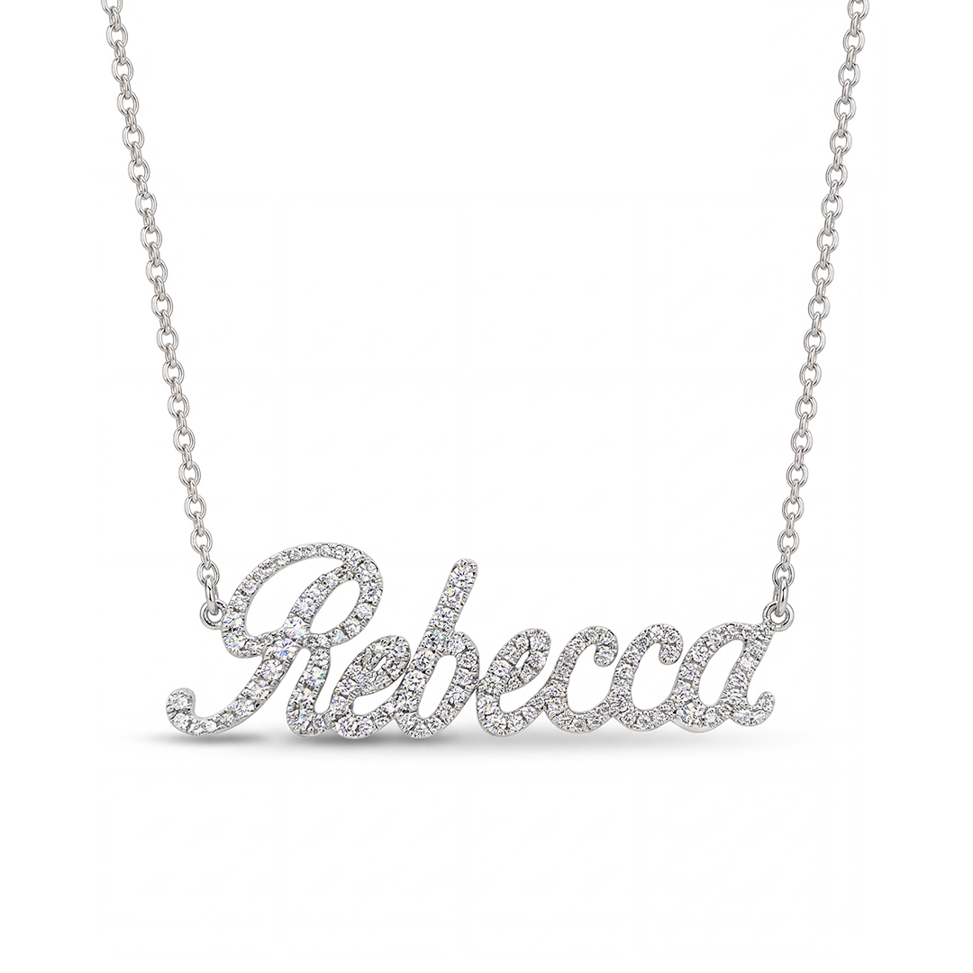 Script Nameplate Diamond Necklace