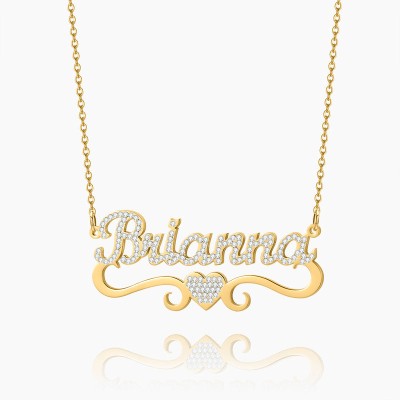 Diamond Heart Name Necklace