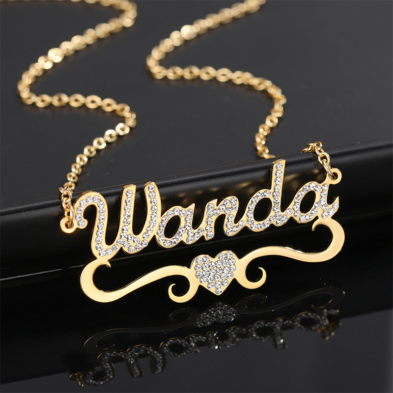 Diamond Heart Name Necklace