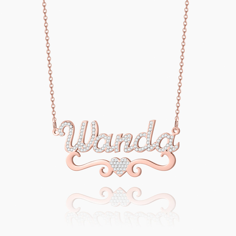 Diamond Heart Name Necklace