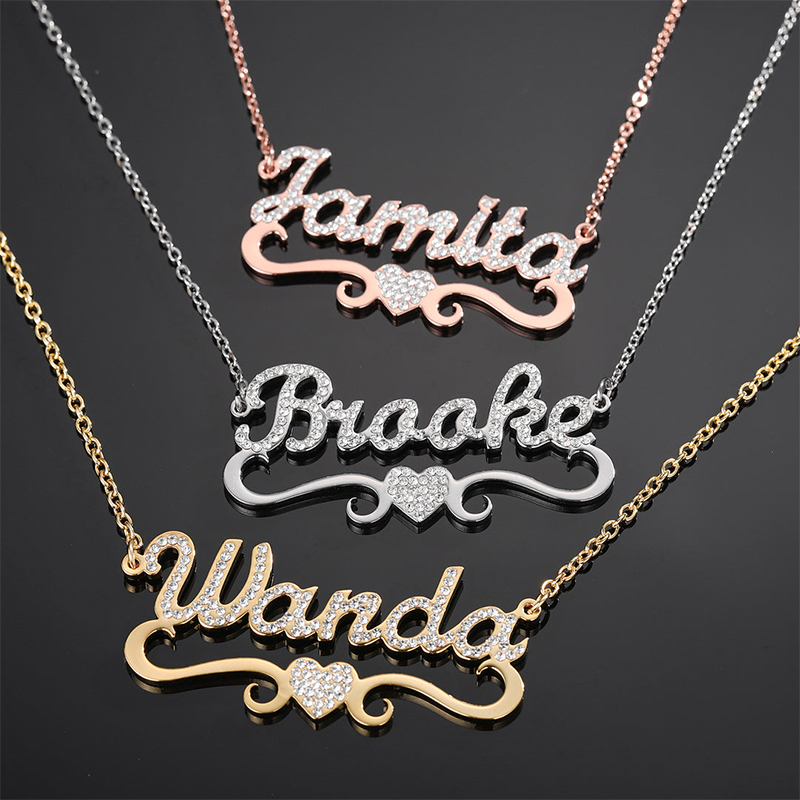 Diamond Heart Name Necklace