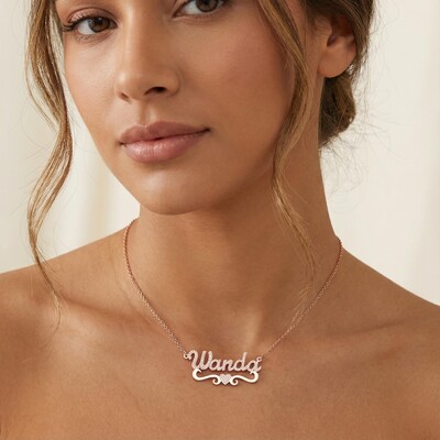 Diamond Heart Name Necklace
