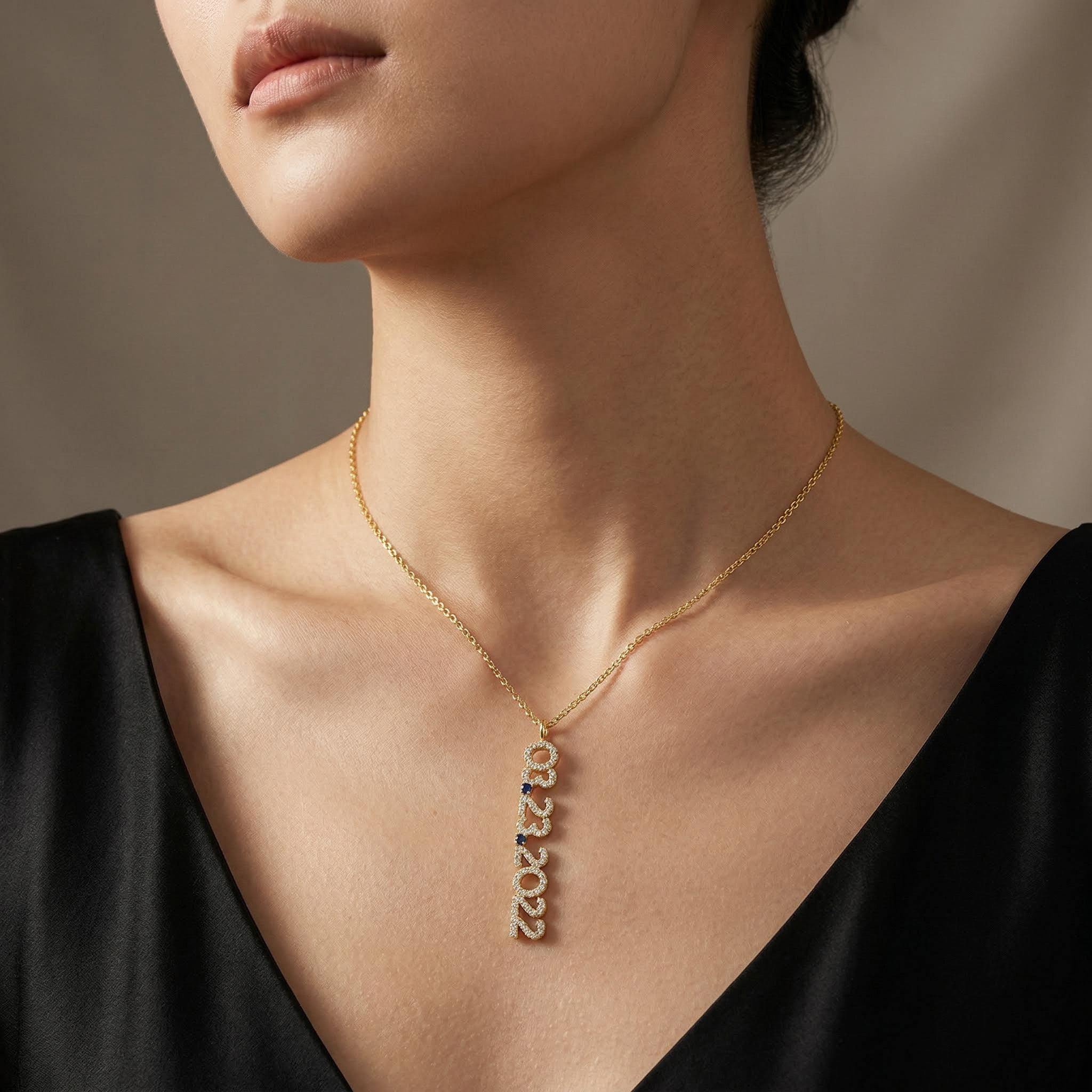 Personalized Date Birthstone Necklace Personalized Date Birthstone Necklace