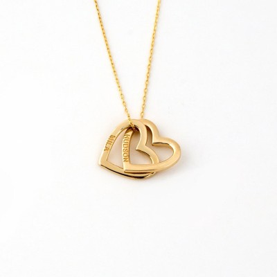 Engraved Interlocking Heart Name Necklace