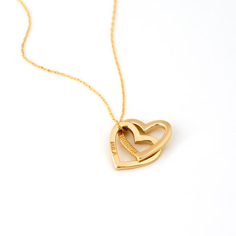 Engraved Interlocking Heart Name Necklace