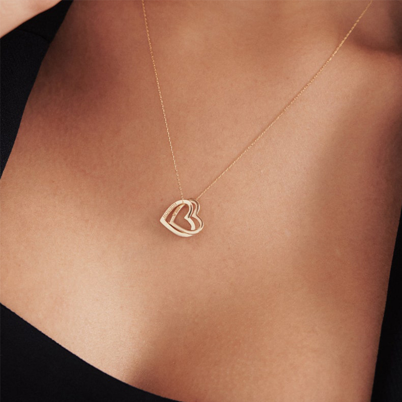 Engraved Interlocking Heart Name Necklace