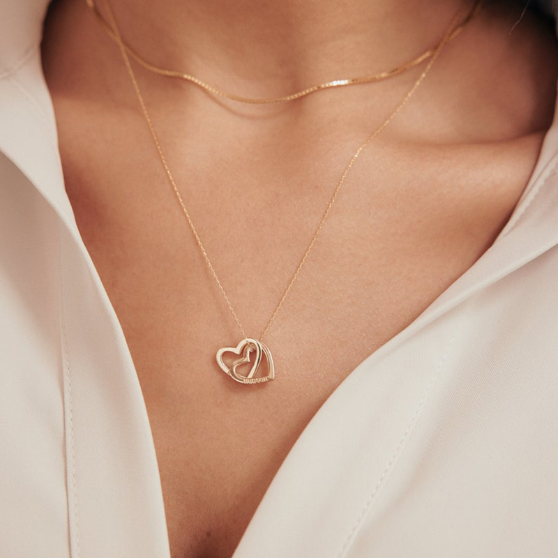 Engraved Interlocking Heart Name Necklace Engraved Interlocking Heart Name Necklace