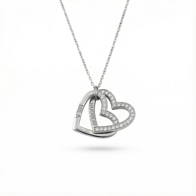 Engraved Interlocking Heart Name Necklace