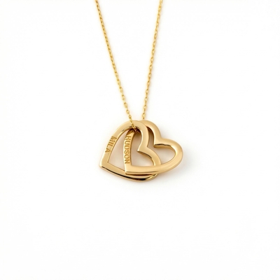 Engraved Interlocking Heart Name Necklace