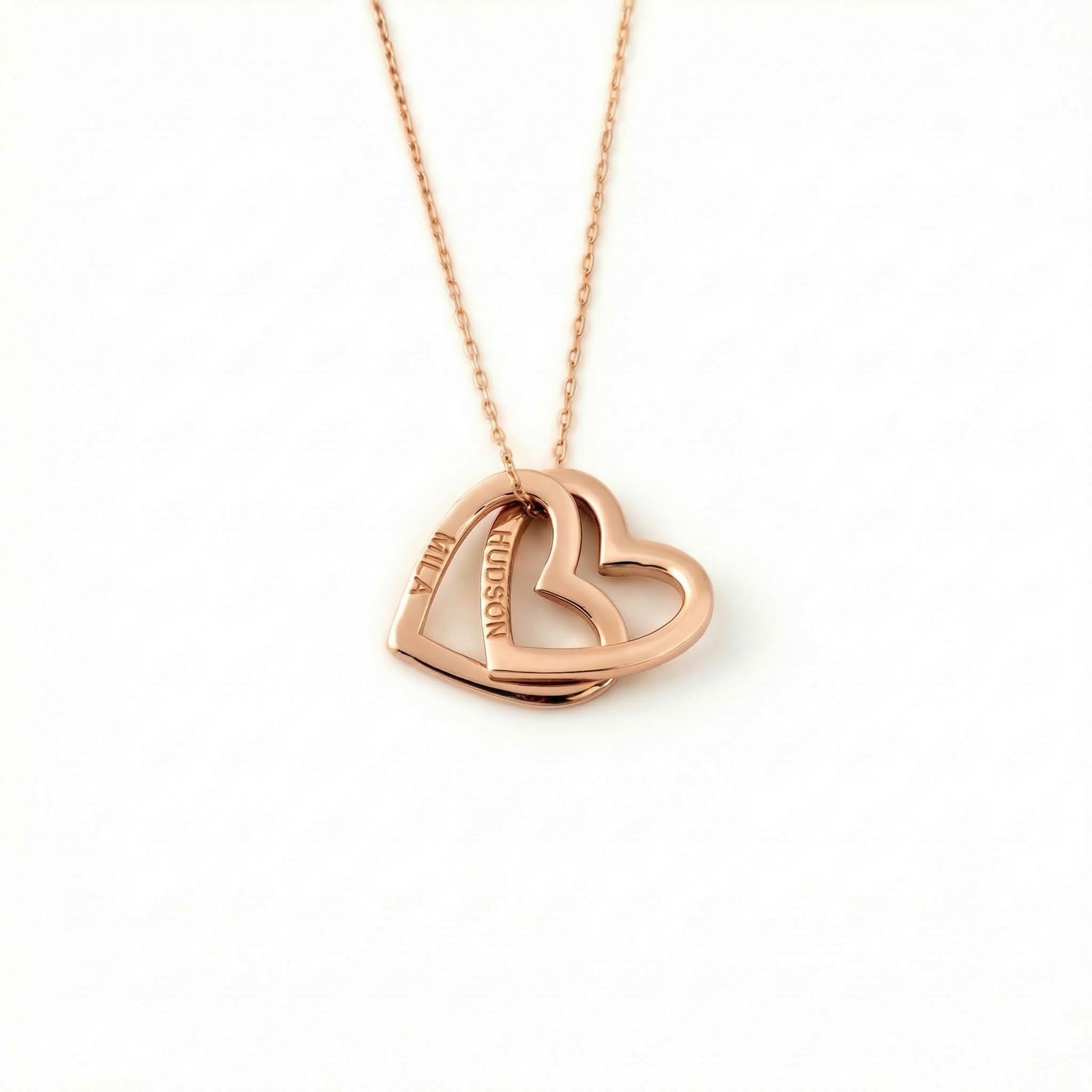 Engraved Interlocking Heart Name Necklace Engraved Interlocking Heart Name Necklace