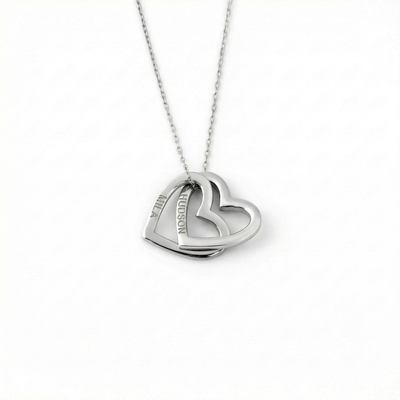 Engraved Interlocking Heart Name Necklace