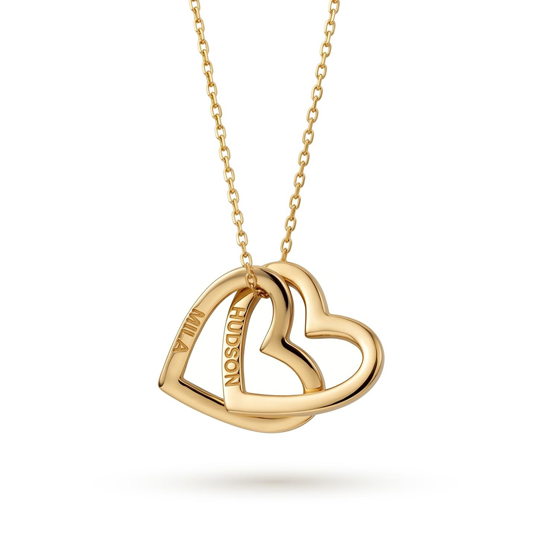 Engraved Interlocking Heart Name Necklace Engraved Interlocking Heart Name Necklace