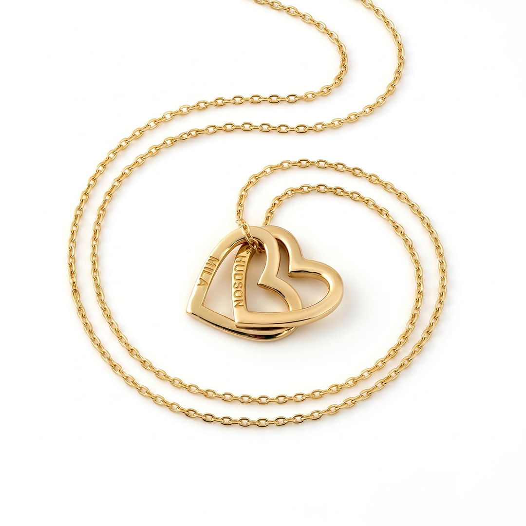 Engraved Interlocking Heart Name Necklace Engraved Interlocking Heart Name Necklace