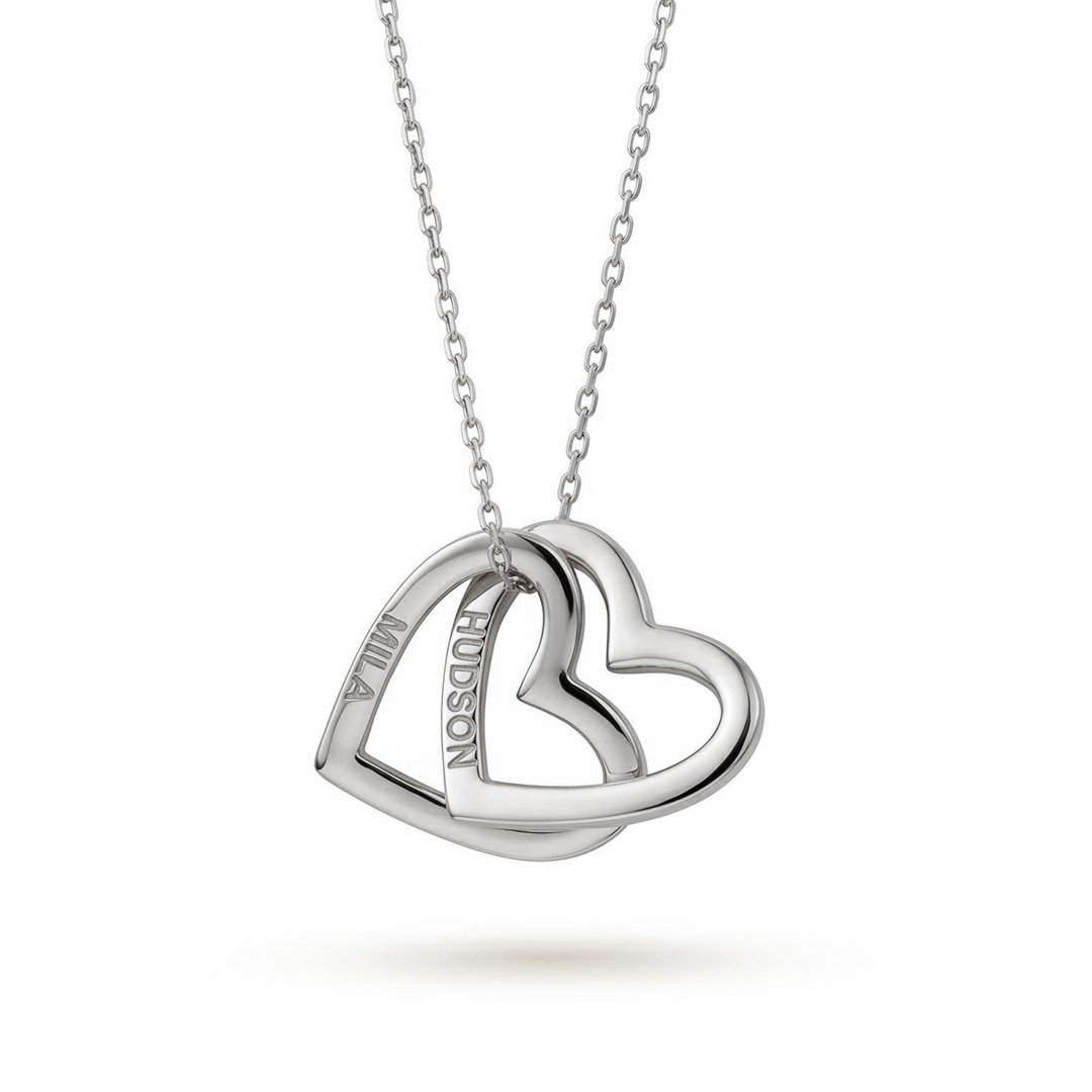 Engraved Interlocking Heart Name Necklace Engraved Interlocking Heart Name Necklace