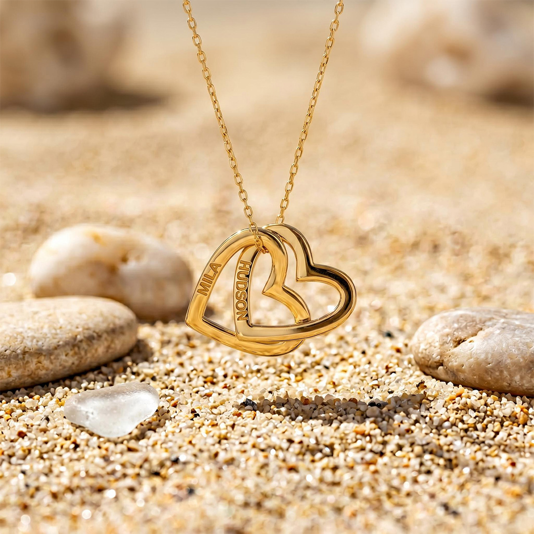 Engraved Interlocking Heart Name Necklace Engraved Interlocking Heart Name Necklace