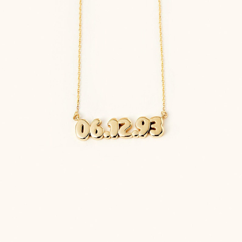 Personalized Bubble Date Necklace