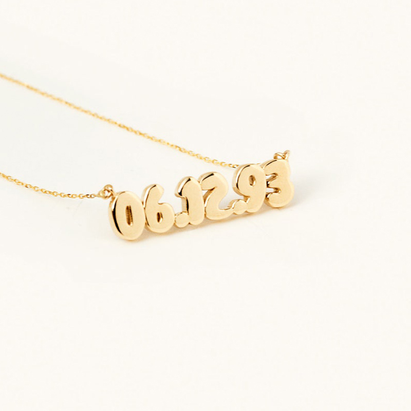 Personalized Bubble Date Necklace