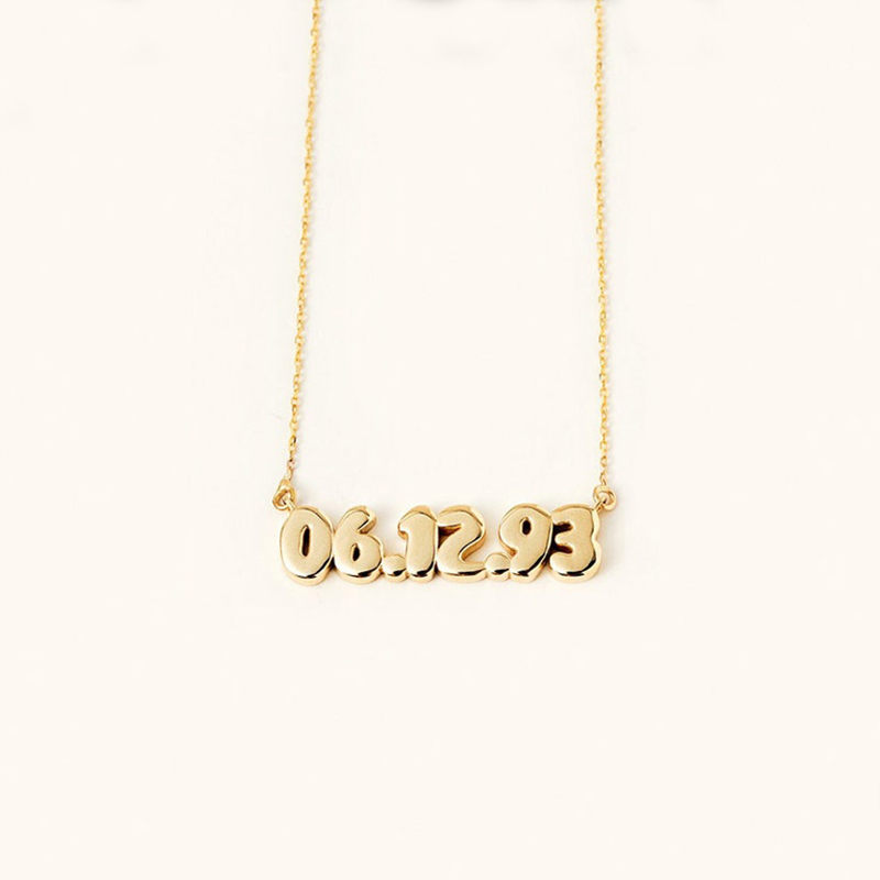 Personalized Bubble Date Necklace
