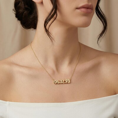 Personalized Bubble Date Necklace