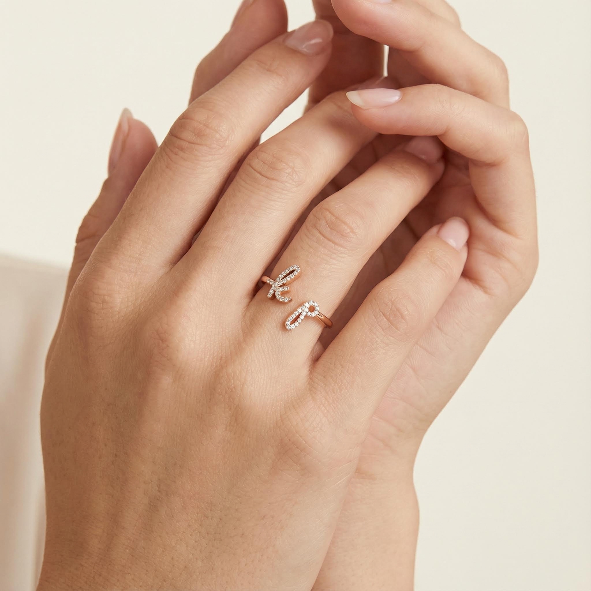 Diamond Double Initials Open Ring Diamond Double Initials Open Ring