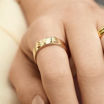 18K Gold Customized Block Ring