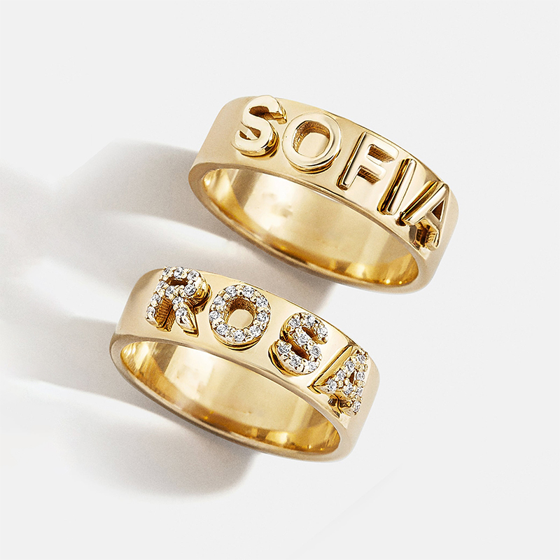 18K Gold Customized Block Ring