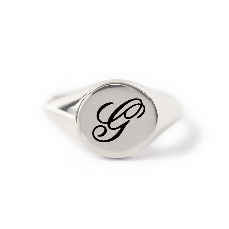 Round Initial Signet Ring