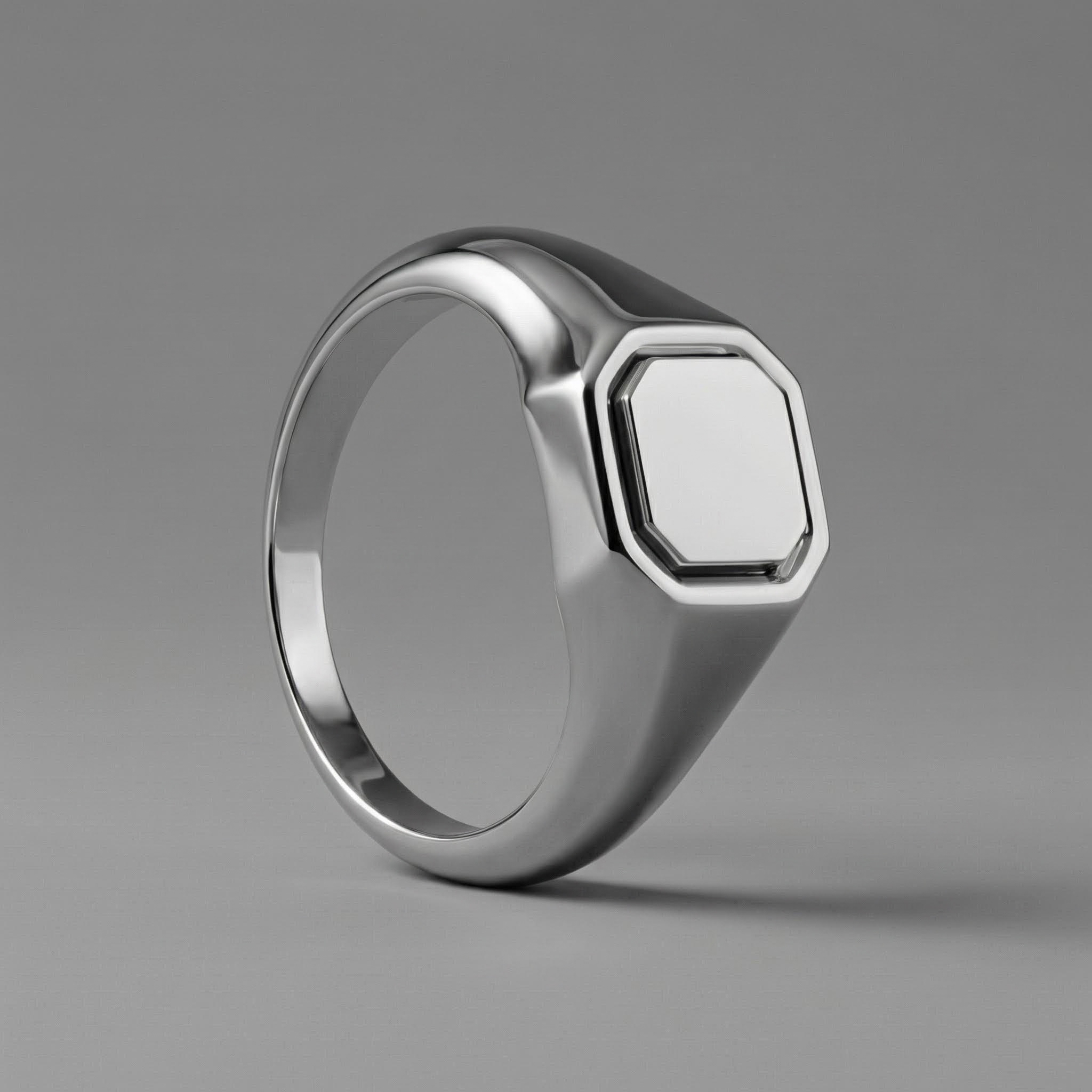 Engraved Initial Octagon Ring Engraved Initial Octagon Ring