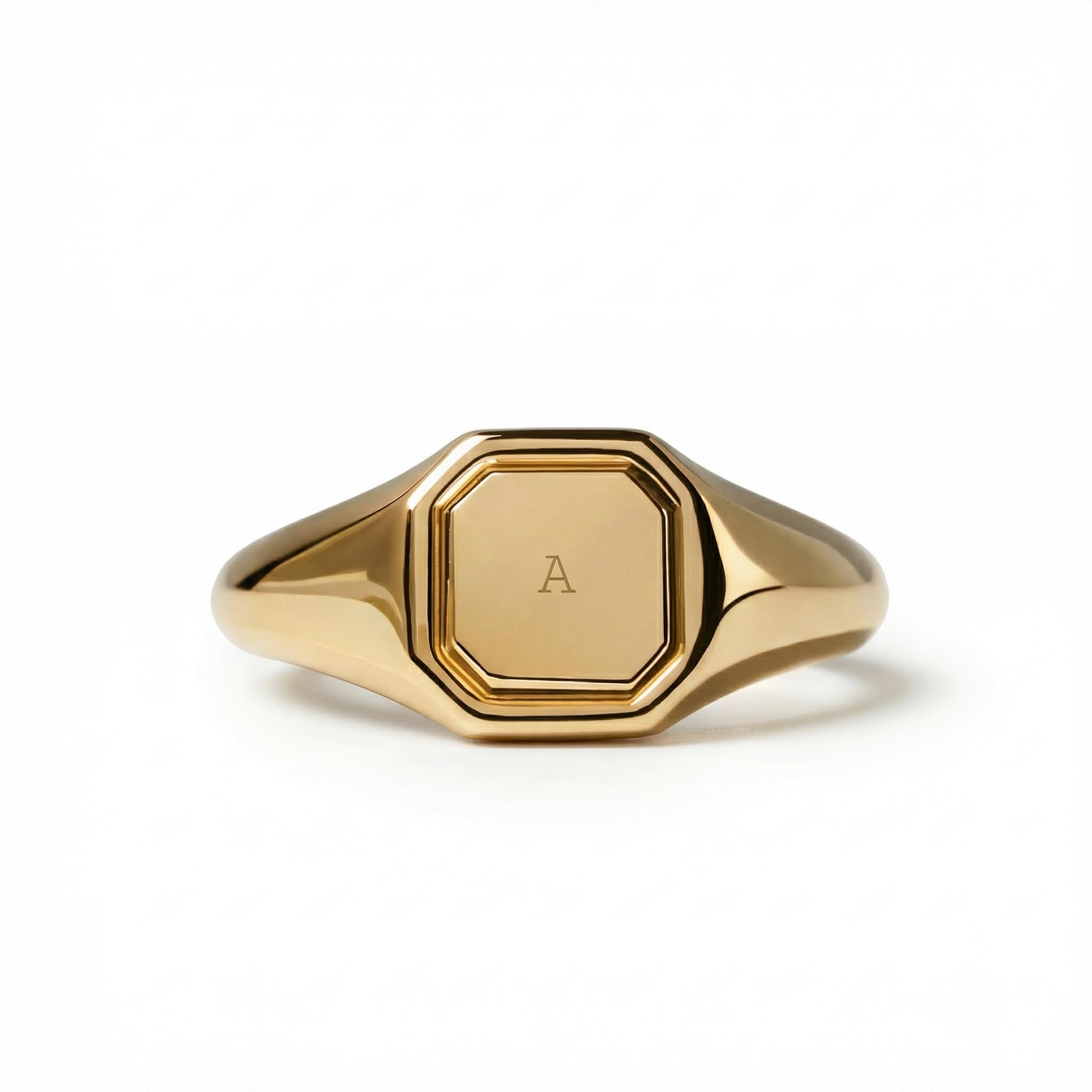 Engraved Initial Octagon Ring Engraved Initial Octagon Ring
