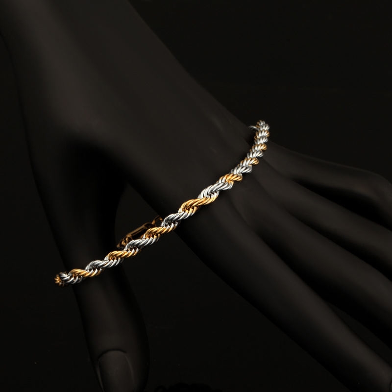 3.5mm Gold & Silver Two-Tone Rope Bracelet