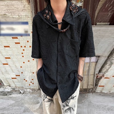 Vintage Yohji Yamamoto Style Pleated Short Sleeve Shirt