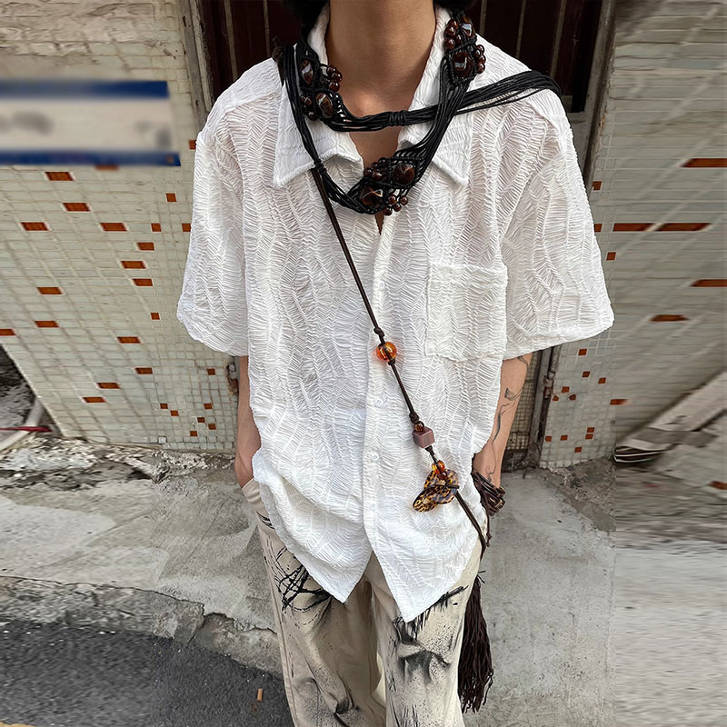 Vintage Yohji Yamamoto Style Pleated Short Sleeve Shirt