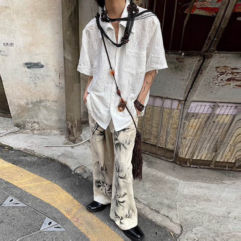 Vintage Yohji Yamamoto Style Pleated Short Sleeve Shirt