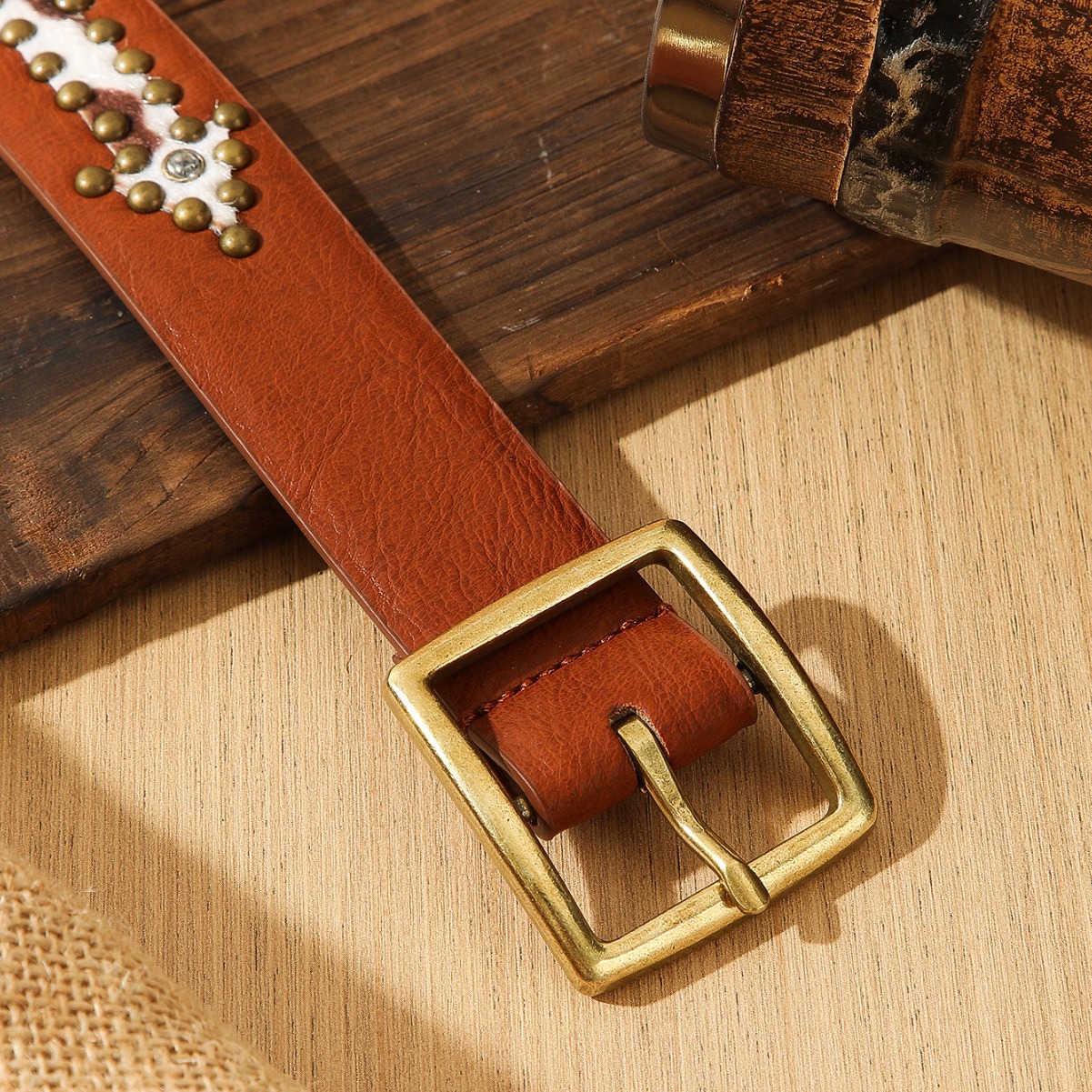 Vintage Cowboy Style Studded Belt 112cm